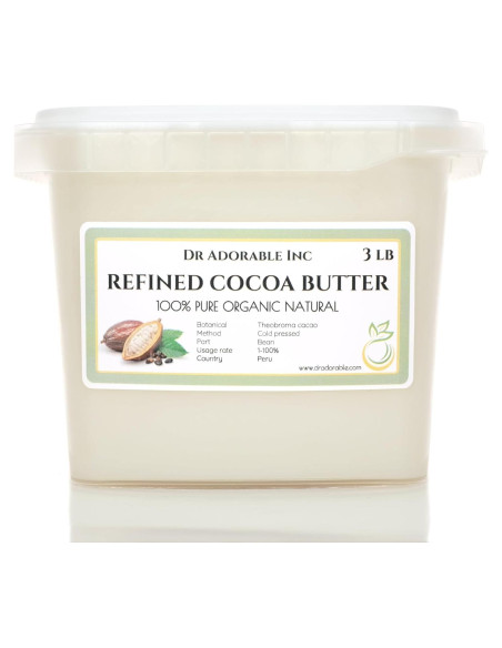 Manteca de Cacao Refinada Dr Adorable 1.36 kg Orgánica Pura