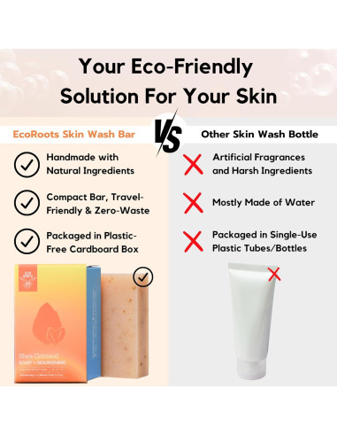 Jabón Natural de Avena ECO ROOTS - Hidratante 340g - 3 Pack