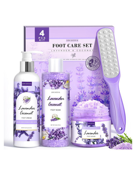 Kit de Spa para Pies LUCOTIYA - Remojo, Exfoliante, Lima y Crema