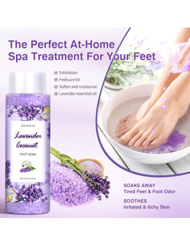 Kit de Spa para Pies LUCOTIYA - Remojo, Exfoliante, Lima y Crema