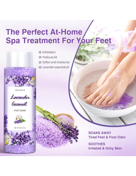 Kit de Spa para Pies LUCOTIYA - Remojo, Exfoliante, Lima y Crema