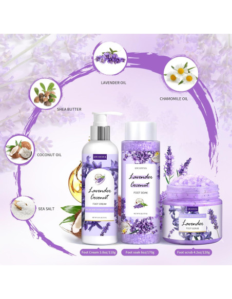 Kit de Spa para Pies LUCOTIYA - Remojo, Exfoliante, Lima y Crema