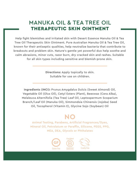 Ungüento Terapéutico Desert Essence Manuka 29.5 mL - Alivia Piel Irritada