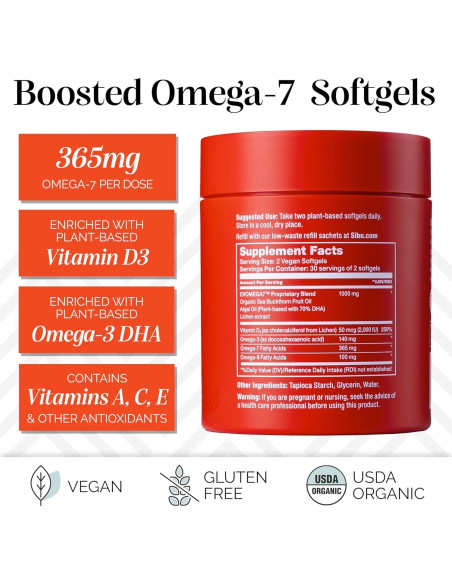 Sibu Omega-7 Plus Aceite de Espino Marino 60 Cápsulas Blandas