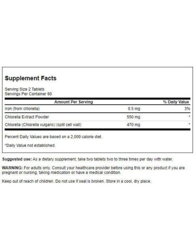 Chlorella Swanson 275 mg 120 Tabletas - Suplemento Natural
