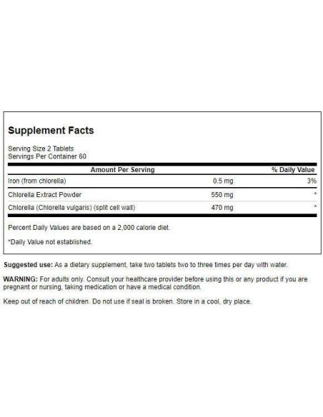 Chlorella Swanson 275 mg 120 Tabletas - Suplemento Natural