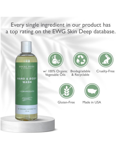 Jabón Líquido Orgánico SoCal Suds 355ml - Hierba Limón