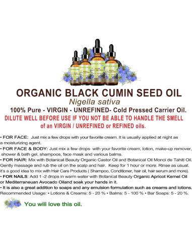 Aceite de Semilla de Comino Negro Orgánico Botanical Beauty 120ml