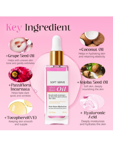 Aceite After Shave Genérico Fresa y Vainilla 30 ml Hidratante