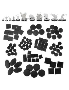 100PCS Bases de Miniatura Negras Cuadradas Redondas Ovaladas