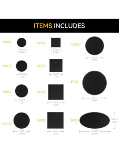 100PCS Bases de Miniatura Negras Cuadradas Redondas Ovaladas 2