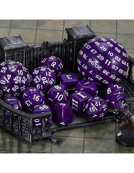 Conjunto de Dados Poliedricos CiaraQ DND 15pcs Acrílico Púrpura y Blanco