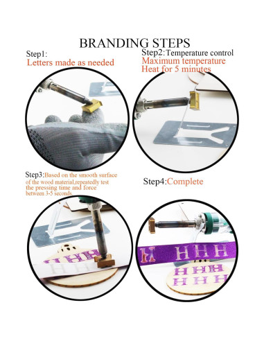 36 Piezas Letras y Números de Latón para Hierro de Marca 60W