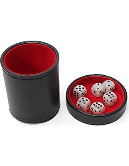 Luck Lab Taza de Dados de Cuero PU con 6 Dados - Juego Silencioso