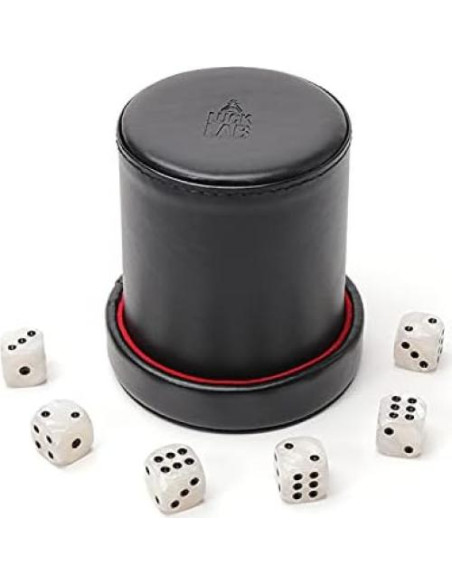 Luck Lab Taza de Dados de Cuero PU con 6 Dados - Juego Silencioso