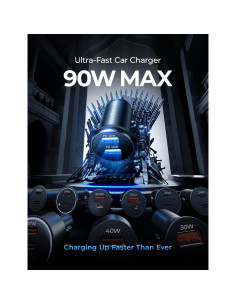 Cargador de Coche USB C LISEN 90W con 2 Puertos PD 45W 2