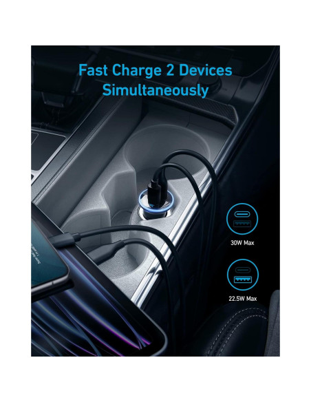 Cargador de Coche Anker 323 USB-C 52.5W con Cable 1m