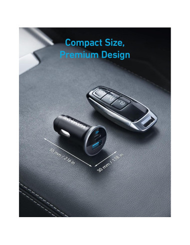 Cargador de Coche Anker 323 USB-C 52.5W con Cable 1m