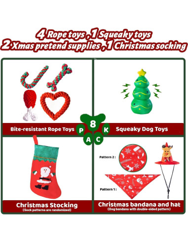Conjunto de Juguetes de Navidad para Perros DARDOHIA 8 Piezas