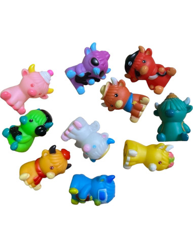Juguetes de Vacas de Highland de Goma - 10 Piezas Toyco