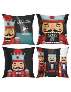 Juego de 4 Fundas de Cojín Cuadradas Semtomn 45.72 cm Navidad