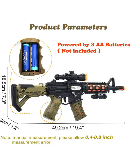 Ametralladora Iluminada HWD JQ211 con Sonido y Luz LED