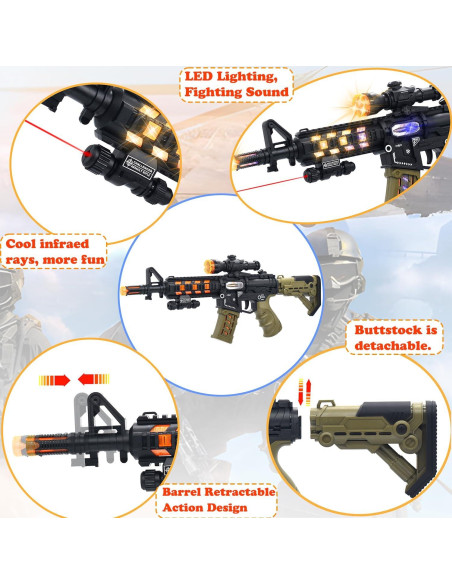 Ametralladora Iluminada HWD JQ211 con Sonido y Luz LED