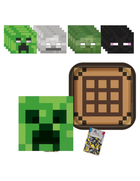 Suministros de Fiesta de Cumpleaños Minecraft para 16 Invitados