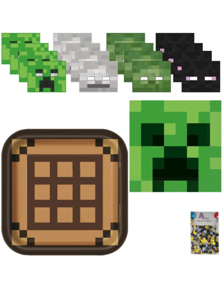 Suministros de Fiesta de Cumpleaños Minecraft para 16 Invitados