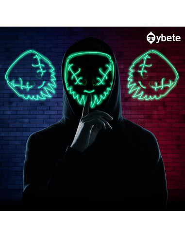 Máscara LED Halloween Oybete Verde para Adultos y Niños