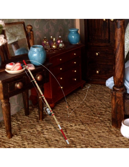 Mini Caña de Pescar NUOBESTY 17.5 cm Accesorio Decorativo