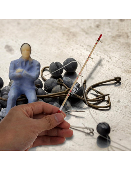 Mini Caña de Pescar NUOBESTY 17.5 cm Accesorio Decorativo