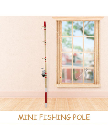Mini Caña de Pescar NUOBESTY 17.5 cm Accesorio Decorativo