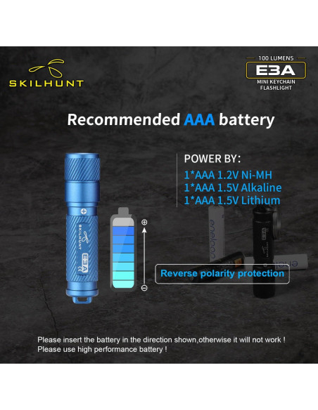 Linterna de Llavero SKILHUNT E3A LED 100 Lúmenes Naranja Linterna de Llavero SKILHUNT E3A LED 100 Lúmenes Naranja