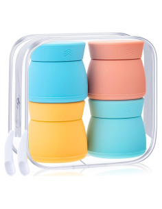 4 Contenedores de Silicona para Viaje Potchen 40ml Aprobados TSA
