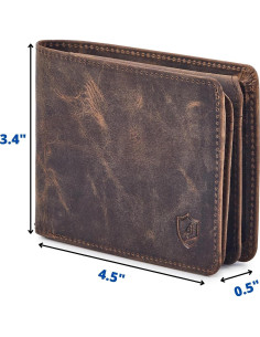 Billetera de Hombre Bifold Cuero Real Caballo Loco RFID Musgo 2
