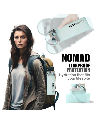 Botella Plegable de Silicona IZZIbottle 600ml Azul Libre BPA