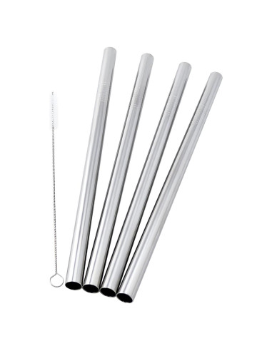 4 Popotes de Acero Inoxidable CocoStraw 24.2cm Anchos para Smoothies