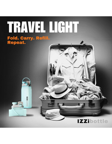 Botella Plegable de Silicona IZZIbottle 600ml Azul Libre BPA