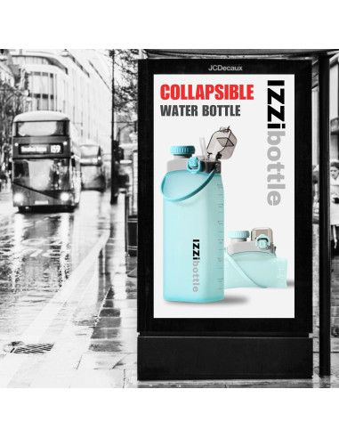 Botella Plegable de Silicona IZZIbottle 600ml Azul Libre BPA