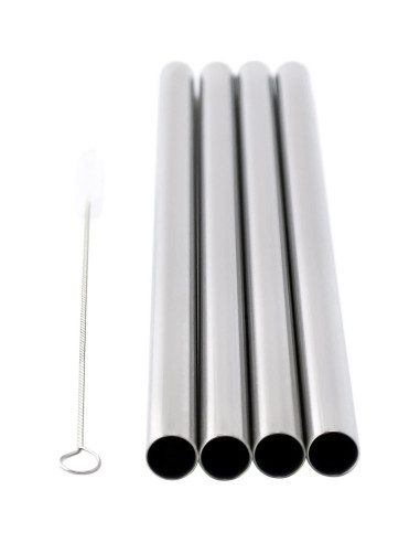 4 Popotes de Acero Inoxidable CocoStraw 24.2cm Anchos para Smoothies