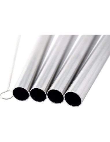 4 Popotes de Acero Inoxidable CocoStraw 24.2cm Anchos para Smoothies
