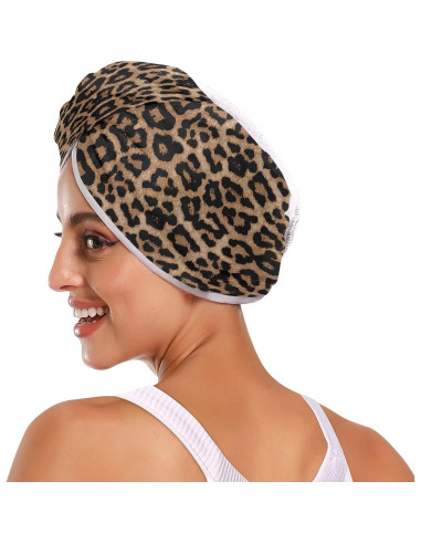 Toalla para el Cabello Senya - 2 Pack Microfibra Estampado Leopardo