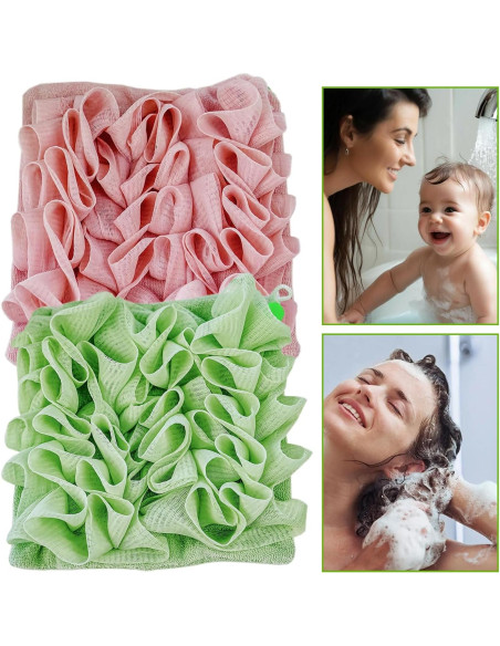 Paño de Lufa 2pcs QIYUDA Rosa y Verde para Jabón