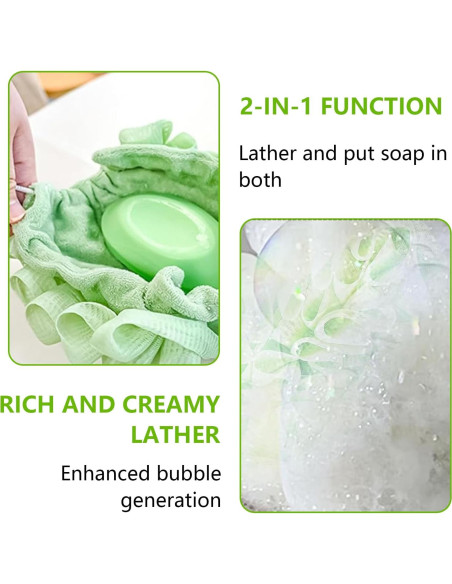 Paño de Lufa 2pcs QIYUDA Rosa y Verde para Jabón