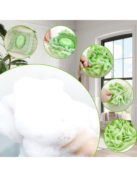 Paño de Lufa 2pcs QIYUDA Rosa y Verde para Jabón