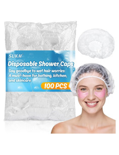 100 Gorras de Ducha Desechables Sukh - Impermeables y Ajustables