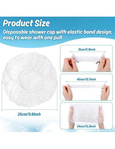 100 Gorras de Ducha Desechables Sukh - Impermeables y Ajustables
