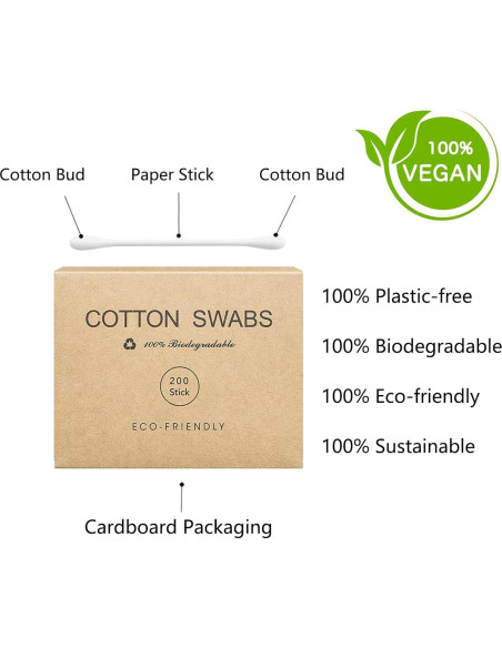 Bastones de Algodón Orgánico Kiemeu 400 Unidades Ecológicos