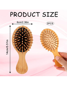 2 Cepillos de Bambú Antiestáticos para Cabello - Viaje 2